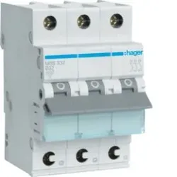 Hager MBS332 Leitungsschutzschalter 3 polig 6kA B-Charakteristik 32A QuickConnect 3 Module.Leitungsschutzschalter mit QuickConnect-Klemme nach DIN EN