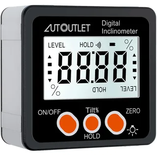 AUTOUTLET Digitaler Neigungsmesser Winkelmesser LCD Winkelsucher Bevel Box Winkelmessgerät mit Magnetfuß für Holzarbeiten Automobilwartung Industrie schwarz