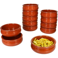 12x BERLIN Cazuela Schale bauchig Ø15,7cm Tonware Gr. M mediterran Antipasti
