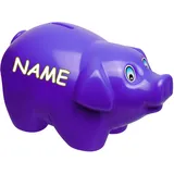 alles-meine.de GmbH 2 Stück große XL - Spardosen - Schwein - lila/violett - inkl. Name - 19 cm groß - stabile Sparbüchsen aus Kunststoff/Plastik - Sparschwein - Glücksbring..