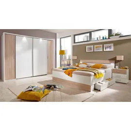 WIMEX Stauraumbett »Cheep« mit LED-Beleuchtung und Schubkästen weiß/struktureichefarben hell, , 74257019-0 180x200 cm