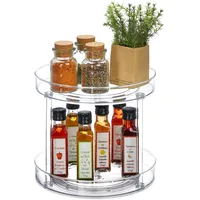 Relaxdays Drehteller, Ø 27 cm, drehbar, Drehscheibe für Kühlschrank, Kosmetik & Gewürze, rund, transparent