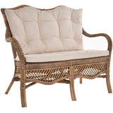 Krines Home Loungesofa Rattan Zweisitzer Bank Orleans Küchenbank Wintergarten Sofa Bank, Wintergartenbank braun