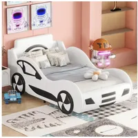 Celya Kinderbett 90 x 200 cm Flachbett, Modell Autobett, Kinderbett mit Unterbettstauraum,Weiß weiß