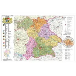 STIEFEL eurocart Landkarte »Bayern politisch mit Postleitzahlen« 95 x 61 cm