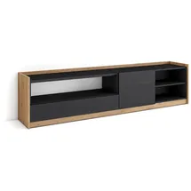 SKRAUT HOME Lowboard 207x50x37 cm Schwarz Eiche Holzwerkstoff
