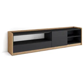 SKRAUT HOME Lowboard 207x50x37 cm Schwarz Eiche Holzwerkstoff
