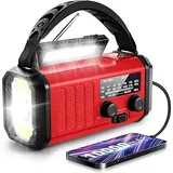 Notfall Hand Kurbel Radio, 10000mah/37000mwh Solar Radio Noaa/am/fm Wetter Radio, Notfall Handy Ladegerät Dynamo Radio Mit Multifunktions Led Taschenlampe Für Indoor Outdoor Notfälle,rot