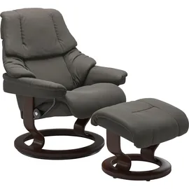 Stressless Stressless® Relaxsessel »Reno«, (Set, Relaxsessel mit Hocker), mit Hocker, mit Classic Base, Größe S, M & L, Gestell Braun grau