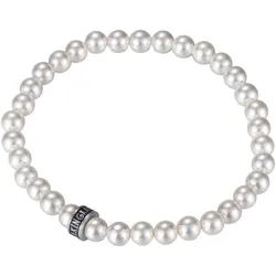Kingka Perlenarmband »Schmuck Geschenk Edelstahl Armschmuck Armkette Rondell, OSB-2674SWPEA«, mit Muschelperle Kingka edelstahlfarben-schwarz-weiß