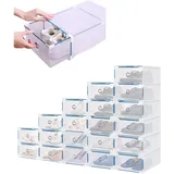 Youyijia 20 Stück Schuhboxen - Stapelbare Schuh Organizer aus Transparentem Kunststoff mit Schubladen - DIY Schuhschachteln für Platzsparende Aufbewahrung - 28x18x10cm