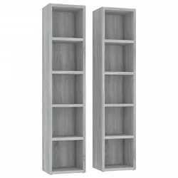 vidaXL CD-Regale 2 Stk. Grau Sonoma 21x16x93,5 cm Holzwerkstoff