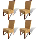 Festnight 4 Stk. Set Esszimmerstühle Essstuhl Essstühle Küchenstuhl Rattanstuhl 47x50x97cm Stuhl Set für Küche oder Esszimmer - Braun mit Rot