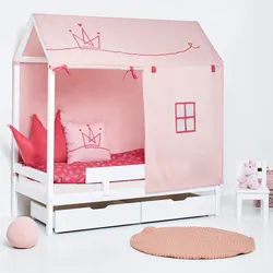 Kinderbett HOPPEKIDS "ECO Dream", weiß, B:76cm, Betten, Hausbett mit Dach wahlweise mit Rausfallschutz