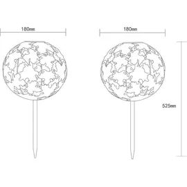 bmf-versand Solarleuchte Garten 2er Set Solarlampe Kugel Außenlampe Silber 18 cm Erdspieß - Schwarz/Grau