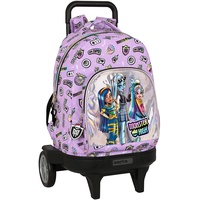 Safta Monster High Großer Rucksack mit Rollen, kompakt, abnehmbar, ideal für Kinder jeden Alters, bequem und vielseitig, Qualität und Strapazierfähigkeit, 33 x 22 x 45 cm, Lila, Lila, Estándar, Casual