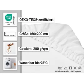 ZOLLNER Spannbettlaken Mischgewebe 160 x 200 cm weiß