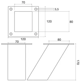 SOTech Barkonsole 170 mm 80 x 70 mm