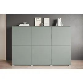 INOSIGN Highboard INOSIGN "Kenia, moderne grifflose Hochkommode mit 6 Türen, Breite 180 cm", grün (salbei), B:180cm H:125cm T:39,5cm, FSC-zertifizierter Holzwerkstoff, Sideboards, Highboard, Push-to-Open-Fronten, höhenverstellbaren Einlegeböden, Topseller