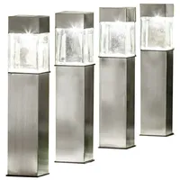 EZSolar Wegeleuchte Edelstahl, Glas 39,7 cm 4er Set Silber