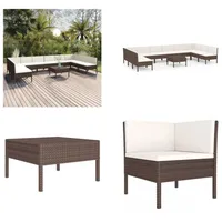 vidaXL 11 tlg. Garten Lounge Set mit Auflagen Poly Rattan Braun - Garten-Sofagarnitur - Garten-Sofagarnituren - Gartensofa-Set - Gartensofa-Sets - Braun