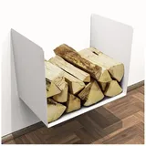 tuning-art Kaminholzregal Massiv Wandmontage Pulverbeschichtet Innen Außen Weiß