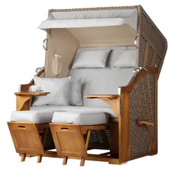 Mr. Deko Strandkorb Komplettset - bene living - Schleswig Pinie - PE mokka - Modell 563