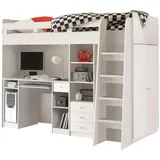 MID.YOU Hochbett Weiß, Holzwerkstoff, Höhe ca. 11 cm, seitenverkehrt montierbar, 90x200 cm, Kinder- & Jugendzimmer, Kindermöbel, Kinderbetten, Hochbetten