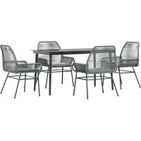 VidaXL 5-tlg. Garten-Essgruppe mit Kissen Grau Poly Rattan Glas