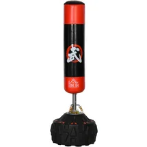 Homcom Standboxsack Erwachsene Freistehender Boxtrainingsgerät Boxpartner Boxassistent Training mit Saugfuß Schwarz+Rot 60x60x180 cm