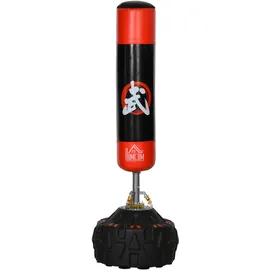 Homcom Standboxsack Erwachsene Freistehender Boxtrainingsgerät Boxpartner Boxassistent Training mit Saugfuß Schwarz+Rot 60x60x180 cm