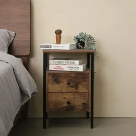 Relaxdays Nachtschrank 2 Schubladen 40 x 40 x 61 cm Braun/Schwarz