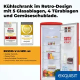 Exquisit Retro-Kühlschrank, ohne Gefrierfach, 229 Liter, groß, 5 Ablagen, Gemüsefach, Temperaturregelung, RKS325-V-H-161E rot