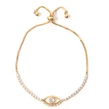 FIRETTI Armband "magisches Auge", gold (gelbgoldfarben, weiß, weiß), Armbänder, Damen, 24cm, Metall, Armband, mit Strassteinen