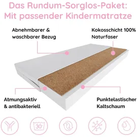 Kids Collective Kinderbett mit Prinzessin Motiv 70 x 140 cm Holz lackiert weiß