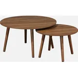 sweeek Set aus 2 runden Couchtischen Braun Kiefer 70 x 38 cm