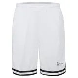 Karl Kani Stoffhose KARL KANI "Karl Kani Herren Signature Mesh Shorts", Herren, Gr. XXL, US-Größen, weiß (weiß, schwarz), 100% Polyester, loose fit, Hosen Stoffhose