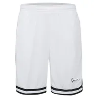 Karl Kani Stoffhose KARL KANI "Karl Kani Herren Signature Mesh Shorts", Herren, Gr. XXL, US-Größen, weiß (weiß, schwarz), 100% Polyester, loose fit, Hosen Stoffhose