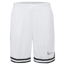 Karl Kani Stoffhose KARL KANI "Karl Kani Herren Signature Mesh Shorts", Herren, Gr. XXL, US-Größen, weiß (weiß, schwarz), 100% Polyester, loose fit, Hosen Stoffhose