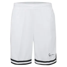 Karl Kani Stoffhose KARL KANI "Karl Kani Herren Signature Mesh Shorts", Herren, Gr. XXL, US-Größen, weiß (weiß, schwarz), 100% Polyester, loose fit, Hosen Stoffhose