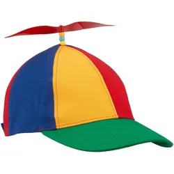 Relaxdays Propeller Mütze, gestreift, für Damen & Herren, Kopfumfang 55-61 cm, Fasching, Festival, Helikoptermütze, bunt