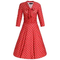 Dolly and Dotty A-Linien-Kleid Sandra Casual Bow Tie Polka Dot Rot Vintage Retro Rockabilly Jersey rot XL