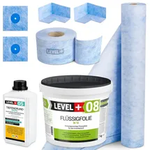 Level + Dichtset Flüssigfolie 7 kg Dichtband Dichtbahn für Dusch und Bad Abdichtung