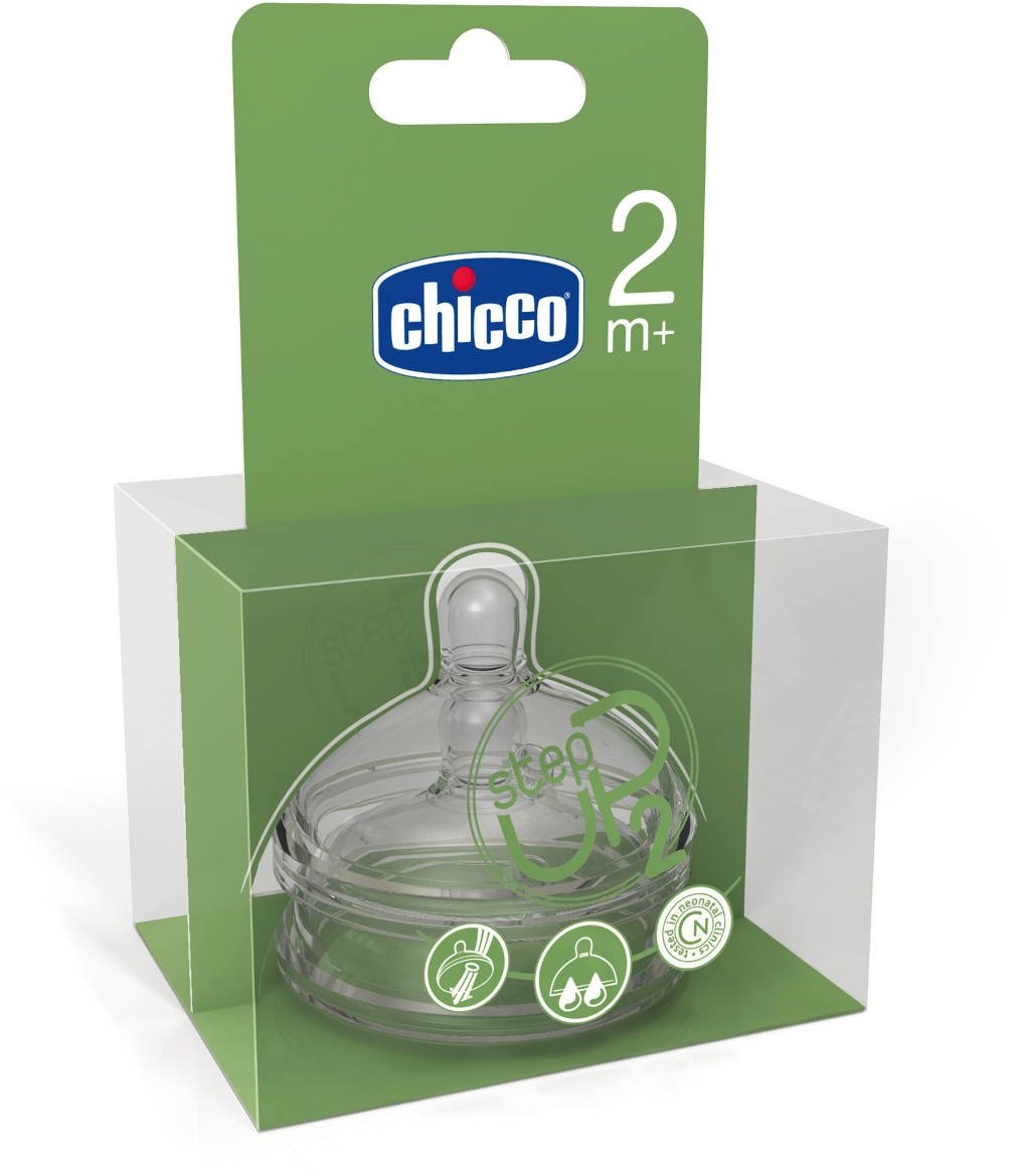 Chicco 00060074200000 Fläschchensauger, Step Up 2, 4+ Monate, 3 Löcher, schnell, 2 Stück