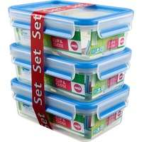 Emsa CLIP & CLOSE Frischhaltedosen 3er Set, 3 x 1.0l, Vorratsbehälter, blau
