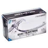 NITRAS Medical NITRAS BLACK WAVE Nitril Einmalhandschuhe, schwarz, puderfrei, beidseitig tragbar, 1 Packung 100 Stück, Größe: XS
