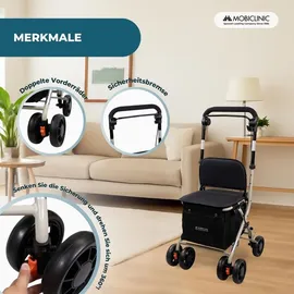 Mobiclinic Einkaufswagen mit Sitz Schwarz 21 L