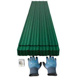 Juskys Profilblech Grün 14er Set 110x45 cm 0,23 mm verzinkter Stahl UV-beständig hohe Tragfähigkeit mit vorgebohrten Löchern