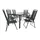 VCM 7-tlg Gartenmöbel Set Sitzgruppe 190x80 Schwarzglas 190 H. 76