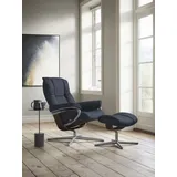 Stressless Stressless® »Mayfair« Set, Relaxsessel mit Hocker, mit Hocker, mit Cross Base, Größe S, M & L, Holzakzent Wenge blau